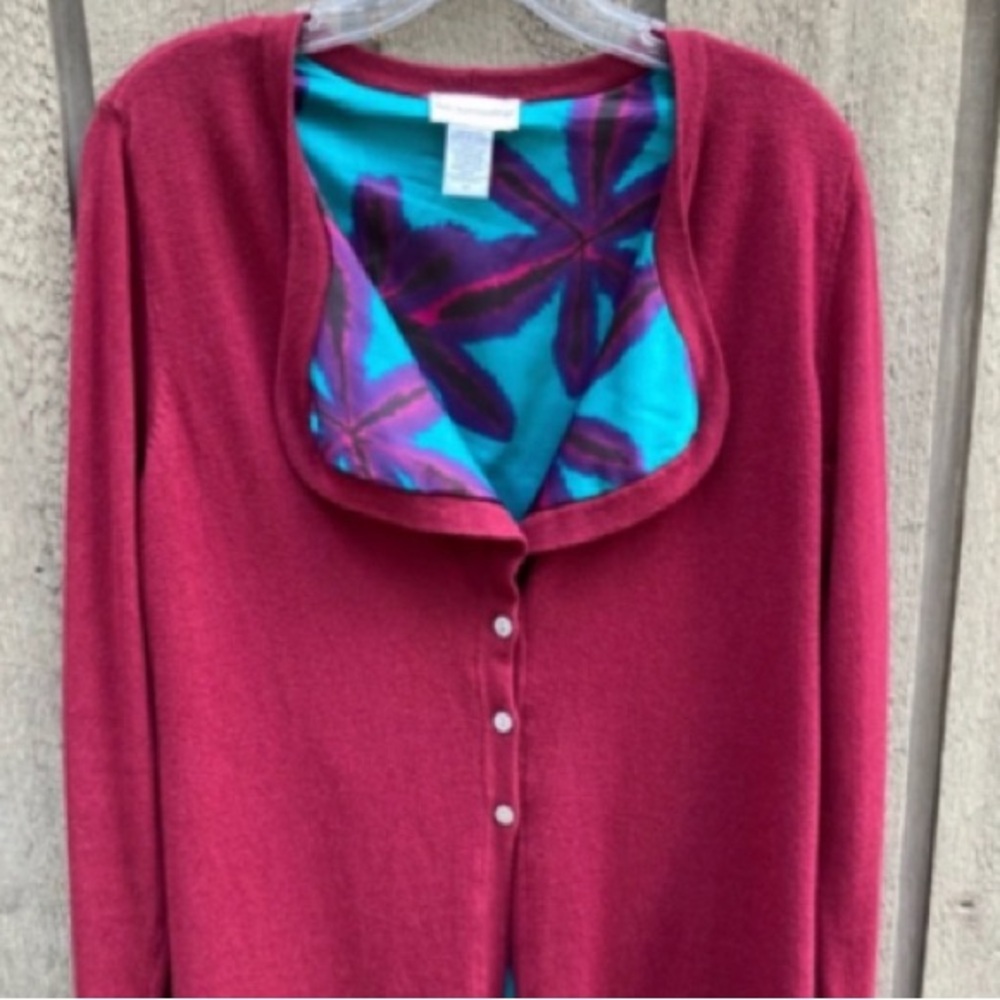 SOFT SURROUNDINGS Sweater Jacket Top Tunic Blue Black Red Purple Pink Medium